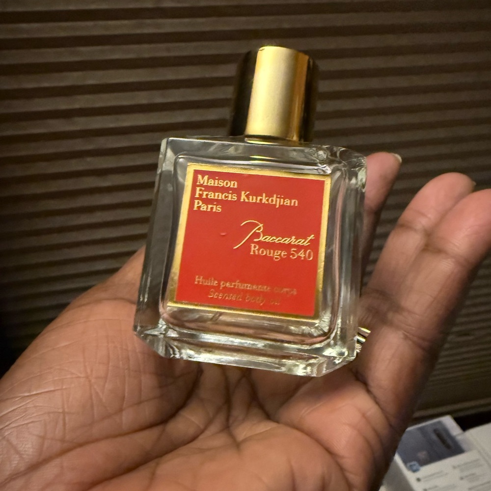 Empty Baccarat Rouge Body Oil Spray bottle